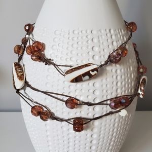 European-Artisan Oversized Boho Necklace- Marbled/ beaded